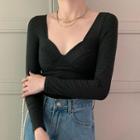 Long-sleeve Padded Plain T-shirt