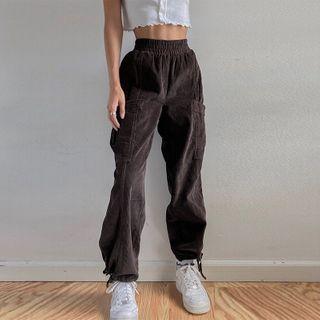 Corduroy High-waist Cargo Pants