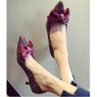 Bow Accent Pointed Kitten Heel Pumps