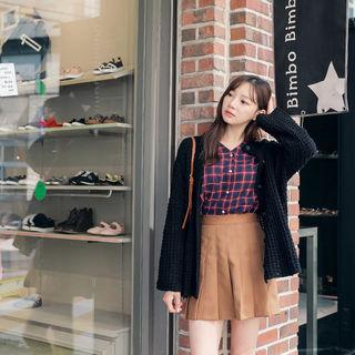 Buttoned Waffle-knit Cardigan