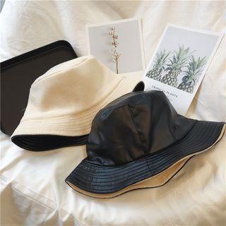 Faux Leather Reversible Bucket Hat