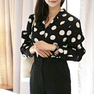 Notched-lapel Dotted Shirt
