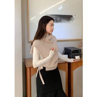 Mockneck Sleeveless Rib-knit Top