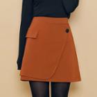 Wrap-front Button-detail Skirt