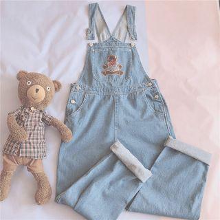 Bear Embroidery Denim Jumper Shorts / Pants