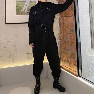 Zip-up Shirt Jumpsuit
