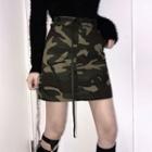 Camo A-line Mini Skirt