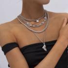 Alloy Boot Pendant Layered Choker Necklace 0581 - Set - Silver - One Size