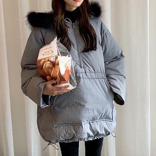 Faux-fur Half Zip Hoodie