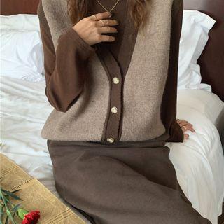 Contrast Trim Button Sweater Vest
