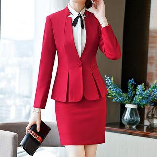 Set: Plain Blazer + Skirt/ Slim Fit Pants
