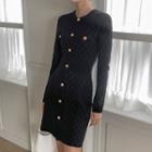 Metallic Argyle Knit Dress Black - One Size