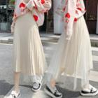 Reversible Mesh Knit Midi A-line Skirt