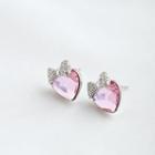 Sterling Silver Bow-accent Crystal Studs
