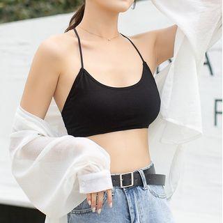 Halter Open-back Padded Crop Camisole Top