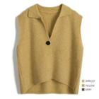 Collared V-neck Knit Vest