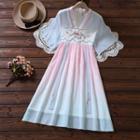 Short Sleeve Gradient Embroidered Dress
