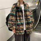 Color Block Patterned Fleece Jacket