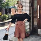 Tie-waist Ruffle-hem Wrap Skirt