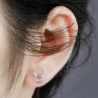 925 Sterling Silver Reindeer Stud Earring 1 Pair - Silver - One Size