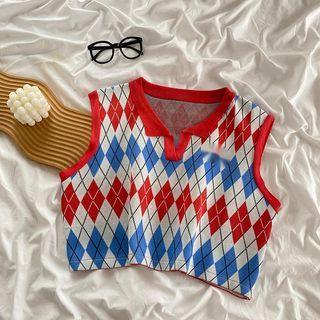 Collar Argyle Sweater Vest