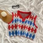 Collar Argyle Sweater Vest