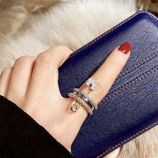 Alloy Rhinestone Safety Pin Ring