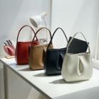 Faux Leather Shirred Tote Bag