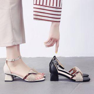 Twist Strap Block Heel Sandals