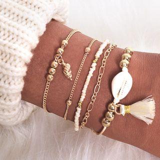 Set Of 5: Retro Shell Bracelet (assorted Designs) As Shown In Figure - One Size