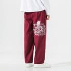 Dragon Embroidered Wide Leg Pants