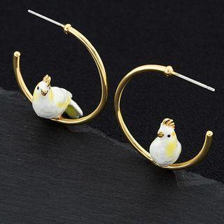 Bird Glaze Alloy Open Hoop Earring 1 Pair - Gold - One Size