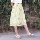 Bird Print A-line Organza Skirt