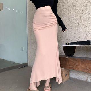 High-waist Plain Fish Tail Maxi Skirt