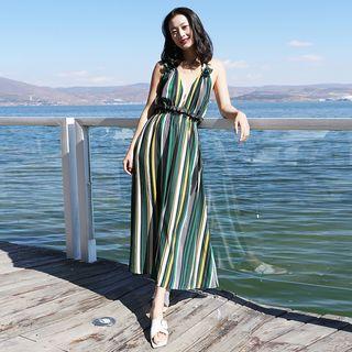 Striped Halter Midi Sundress