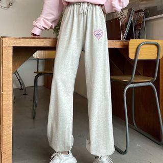 Heart Print High-waist Jogger Sweatpants