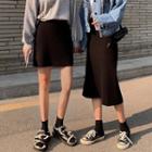 Mini A-line Knit Skirt / Back Slit Midi Straight-fit Knit Skirt