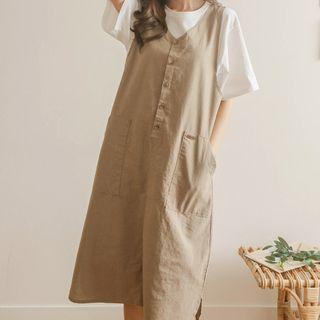 Sleeveless Half-placket Long Dress