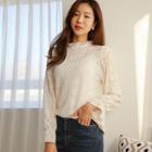 Frill-neck Napped Lace Top