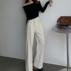 High-waist Herringbone Straight-cut Pants