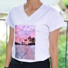 V-neck Printed T-shirt White - One Size
