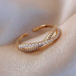 Rhinestone Crisscross Open Ring