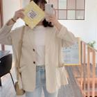 Loose-fit Textured Jacket Beige - One Size