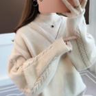 Mock Two-piece Cable-knit Long Sleeve Sweater