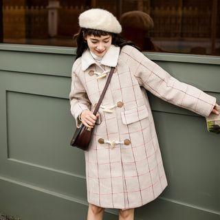 Collared Plaid Toggle Coat