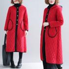 Hooded Buttoned Quilted Coat