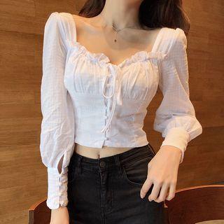 Lace-up Cropped Blouse