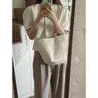 Puff-sleeve Hidden-button Tweed Jacket