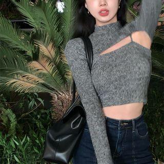 Set: Long-sleeve Shawl + Cropped Camisole Top