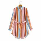 Color Block Striped Shirt Pink & Orange & Blue - One Size